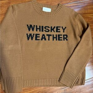 Brown Sweater with 'Whiskey Weather' Text